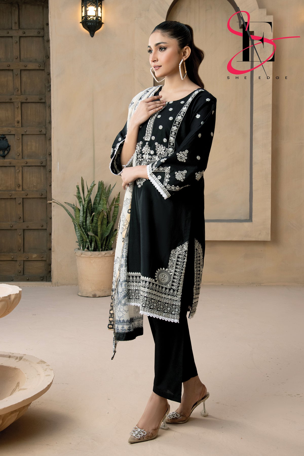 Three Piece Stitched Embroidered Suit -  Summers 2024