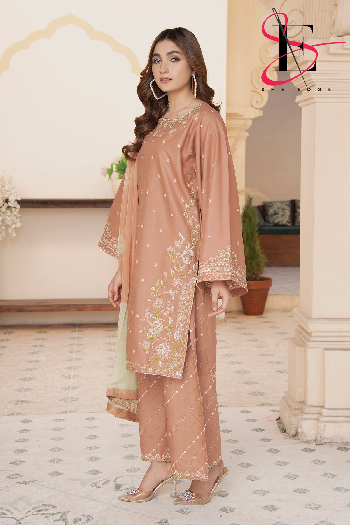 Three Piece Stitched Embroidered Suit -  Summers 2024