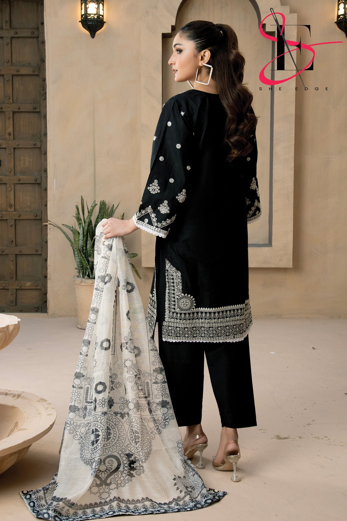 Three Piece Stitched Embroidered Suit -  Summers 2024