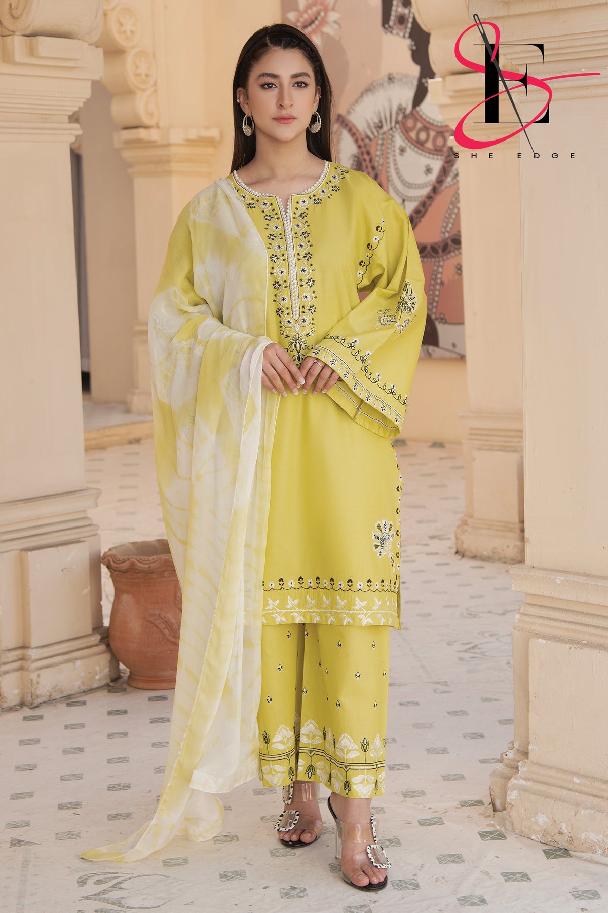 Three Piece Stitched Embroidered Suit -  Summers 2024