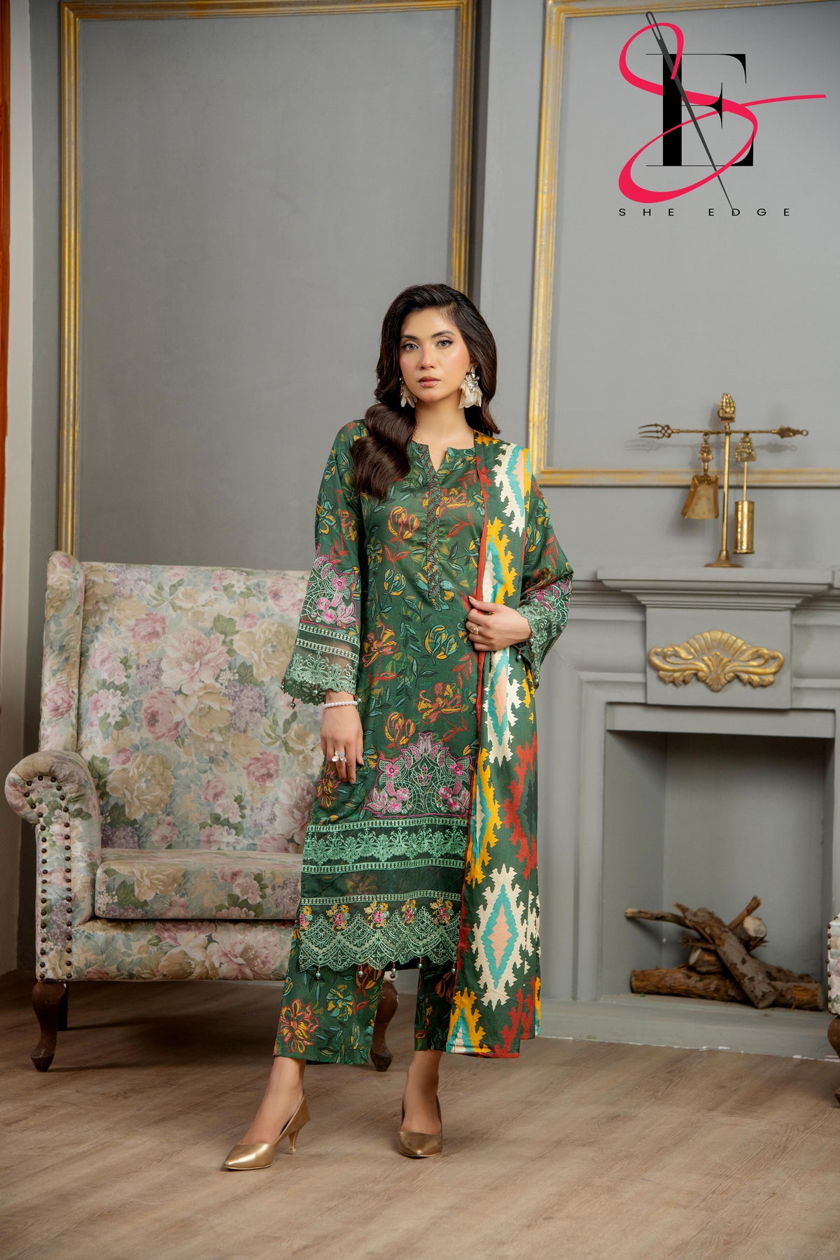 Three Piece Festive Stiched Embroidered Suit - Summers 2025