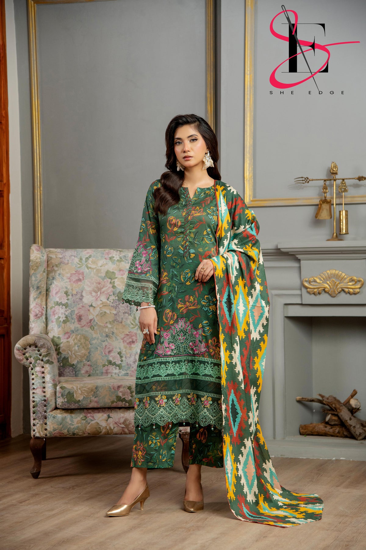 Three Piece Festive Stiched Embroidered Suit - Summers 2025