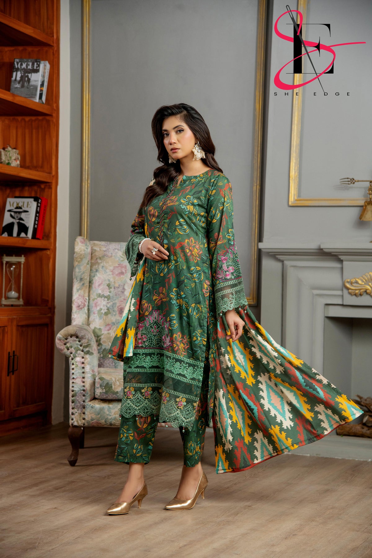 Three Piece Festive Stiched Embroidered Suit - Summers 2025