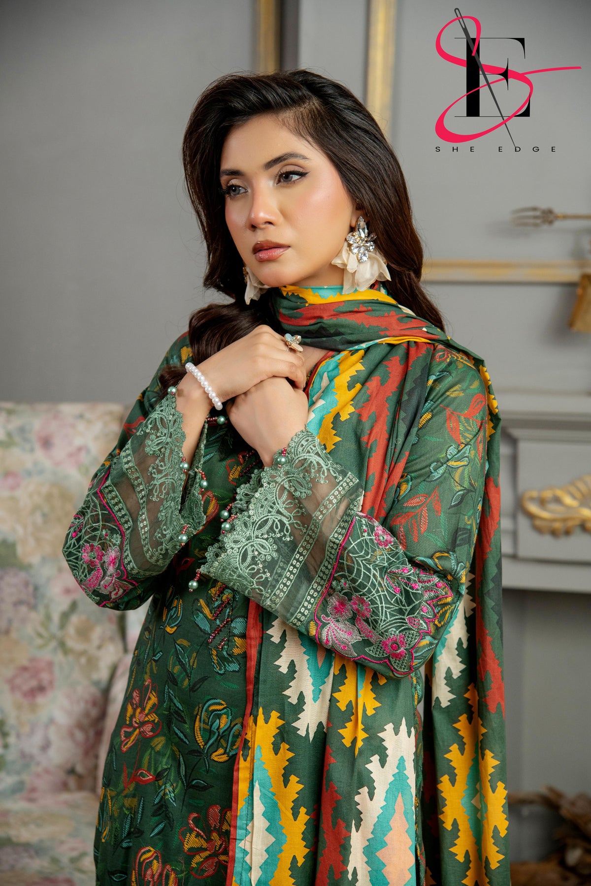 Three Piece Festive Stiched Embroidered Suit - Summers 2025