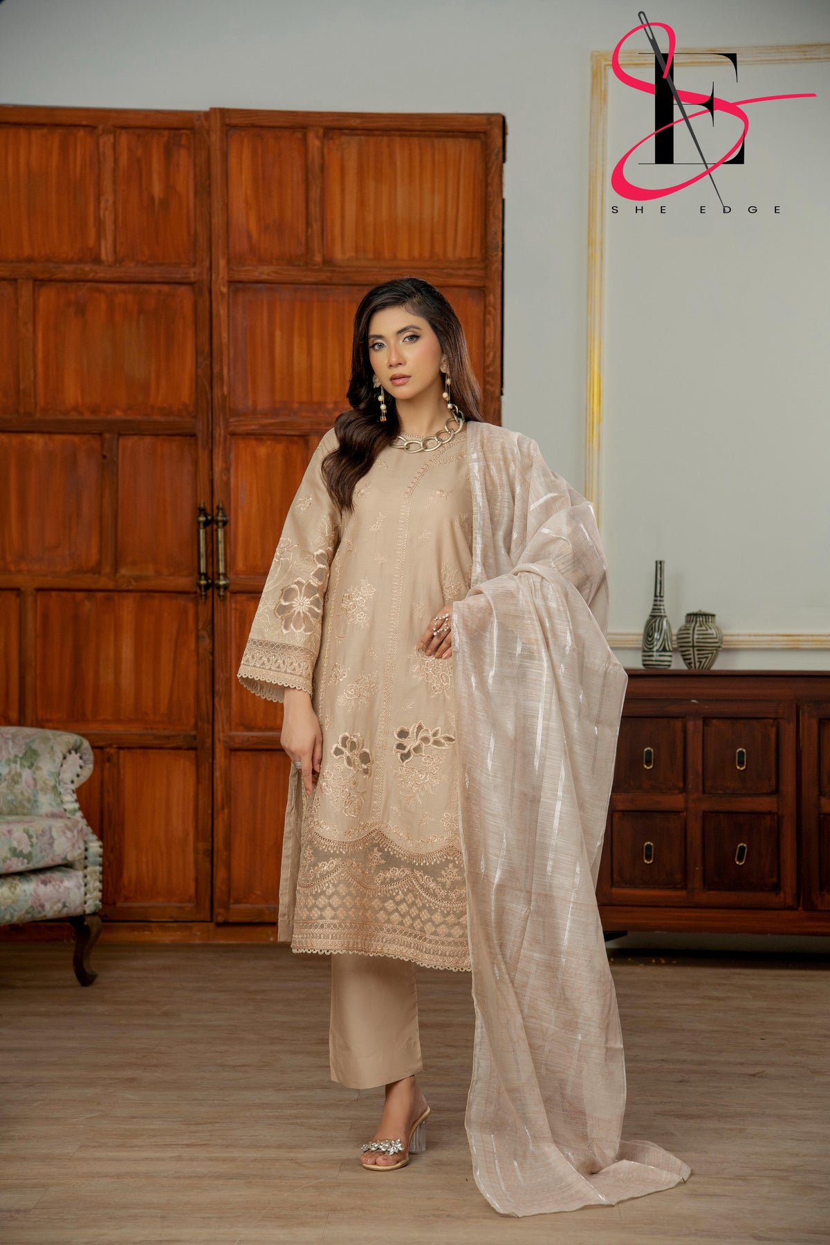 Three Piece Festive Stiched Embroidered Suit - Summers 2025