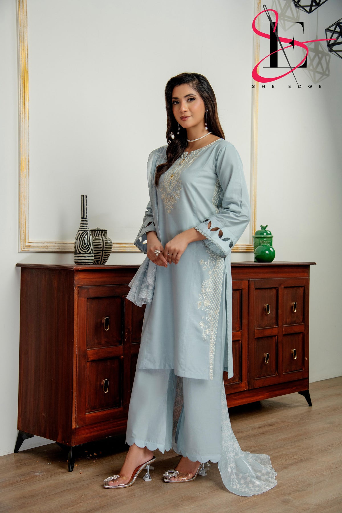 Three Piece Festive Stiched Embroidered Suit - Summers 2025