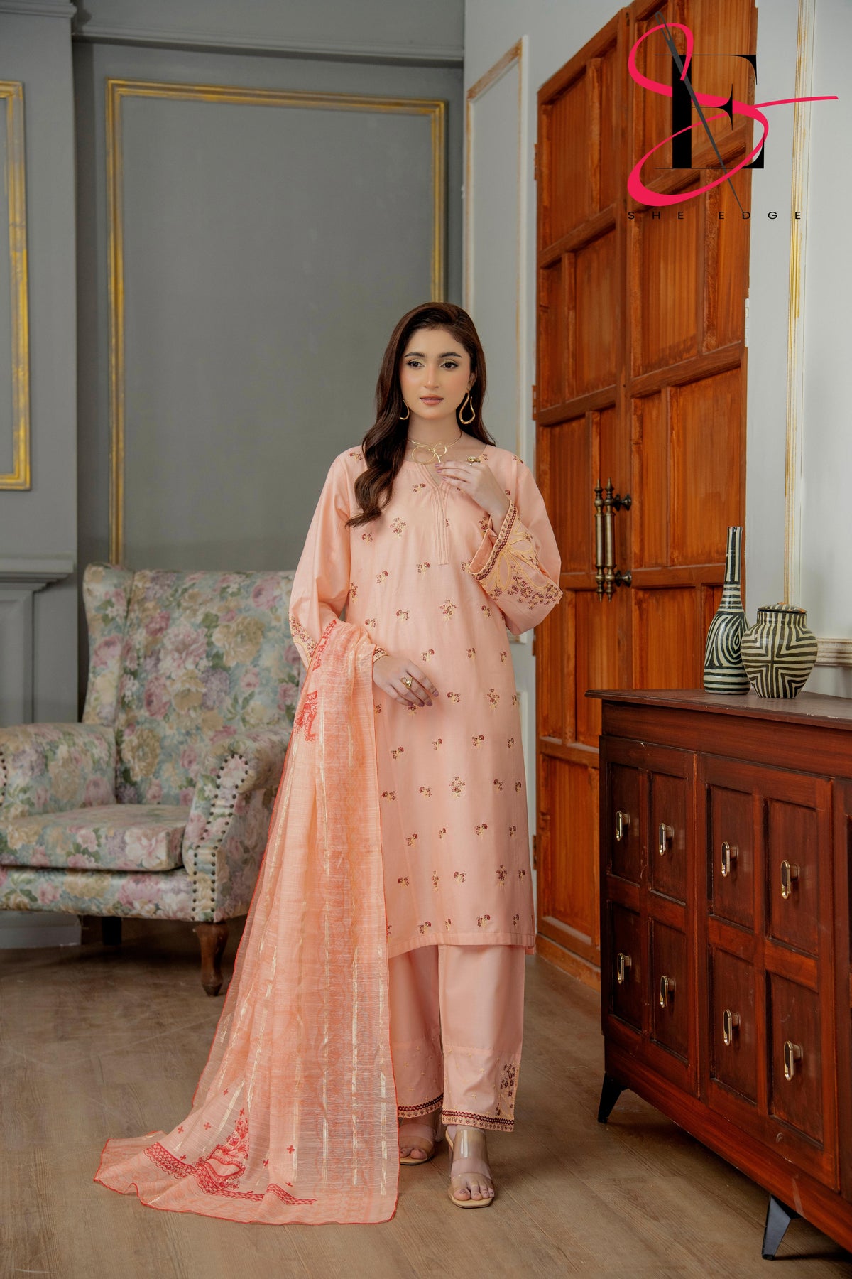 Three Piece Festive Stiched Embroidered Suit - Summers 2025