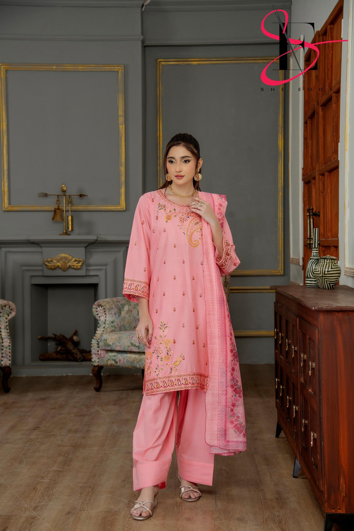 Three Piece Festive Stiched Embroidered Suit - Summers 2025