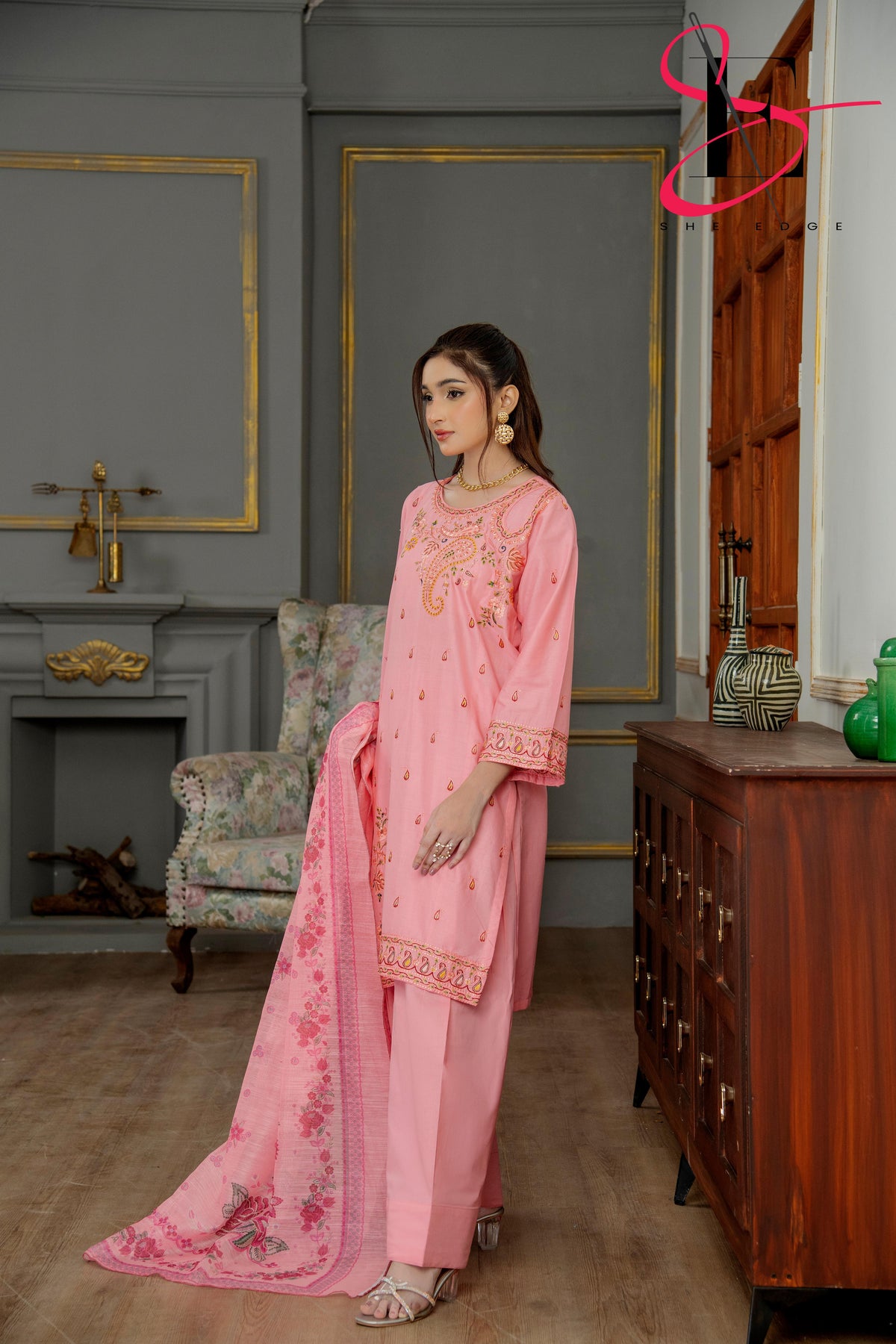 Three Piece Festive Stiched Embroidered Suit - Summers 2025
