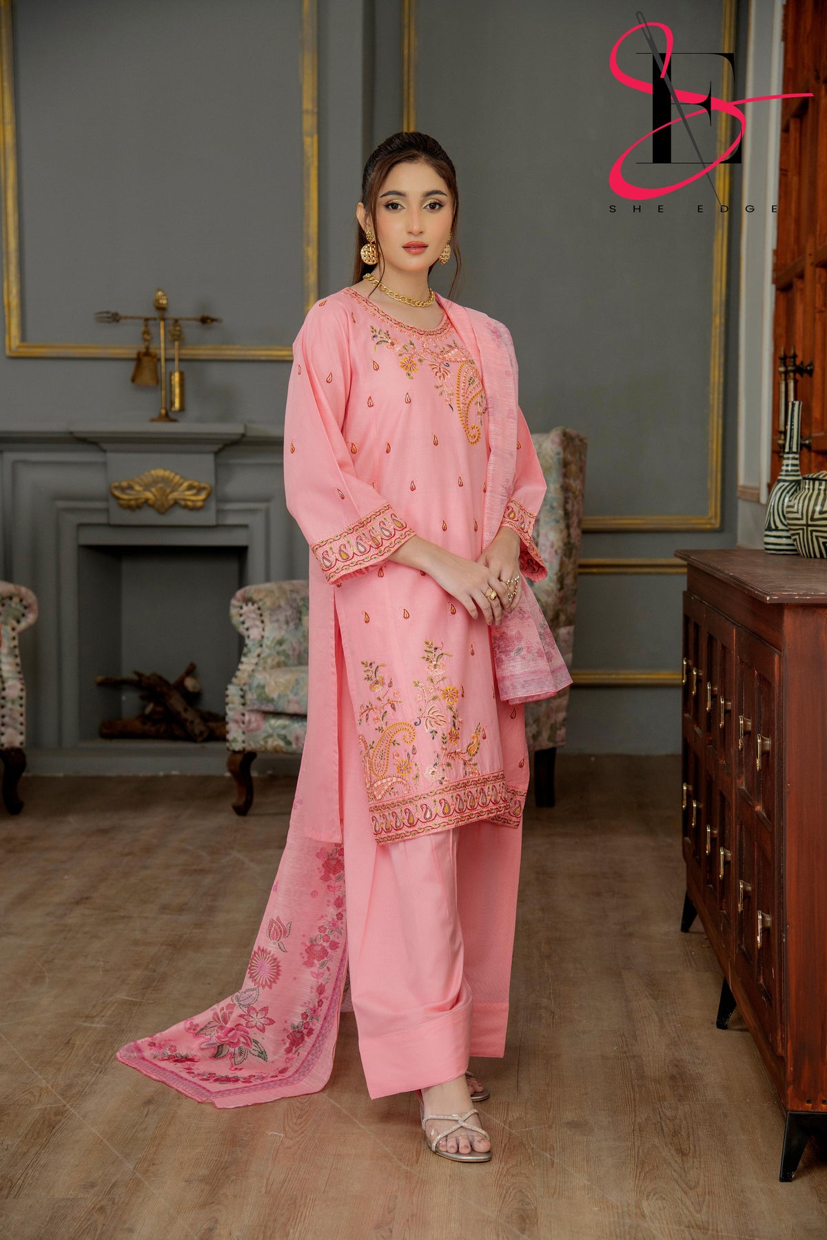 Three Piece Festive Stiched Embroidered Suit - Summers 2025