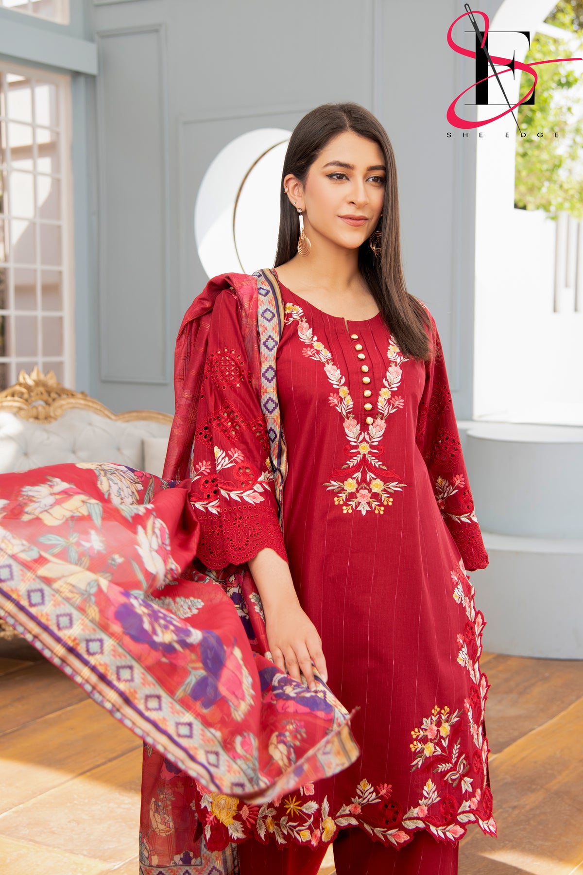 Three Piece Stitched Embroidered Suit -  Summers 2024