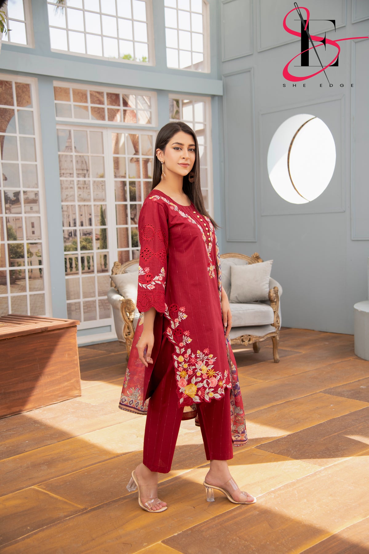 Three Piece Stitched Embroidered Suit -  Summers 2024