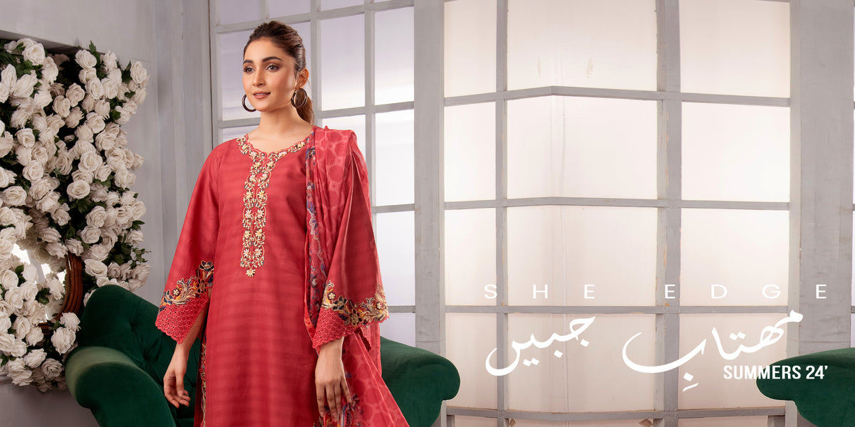 Three Piece Stitched Embroidered Suit -  Summers 2024