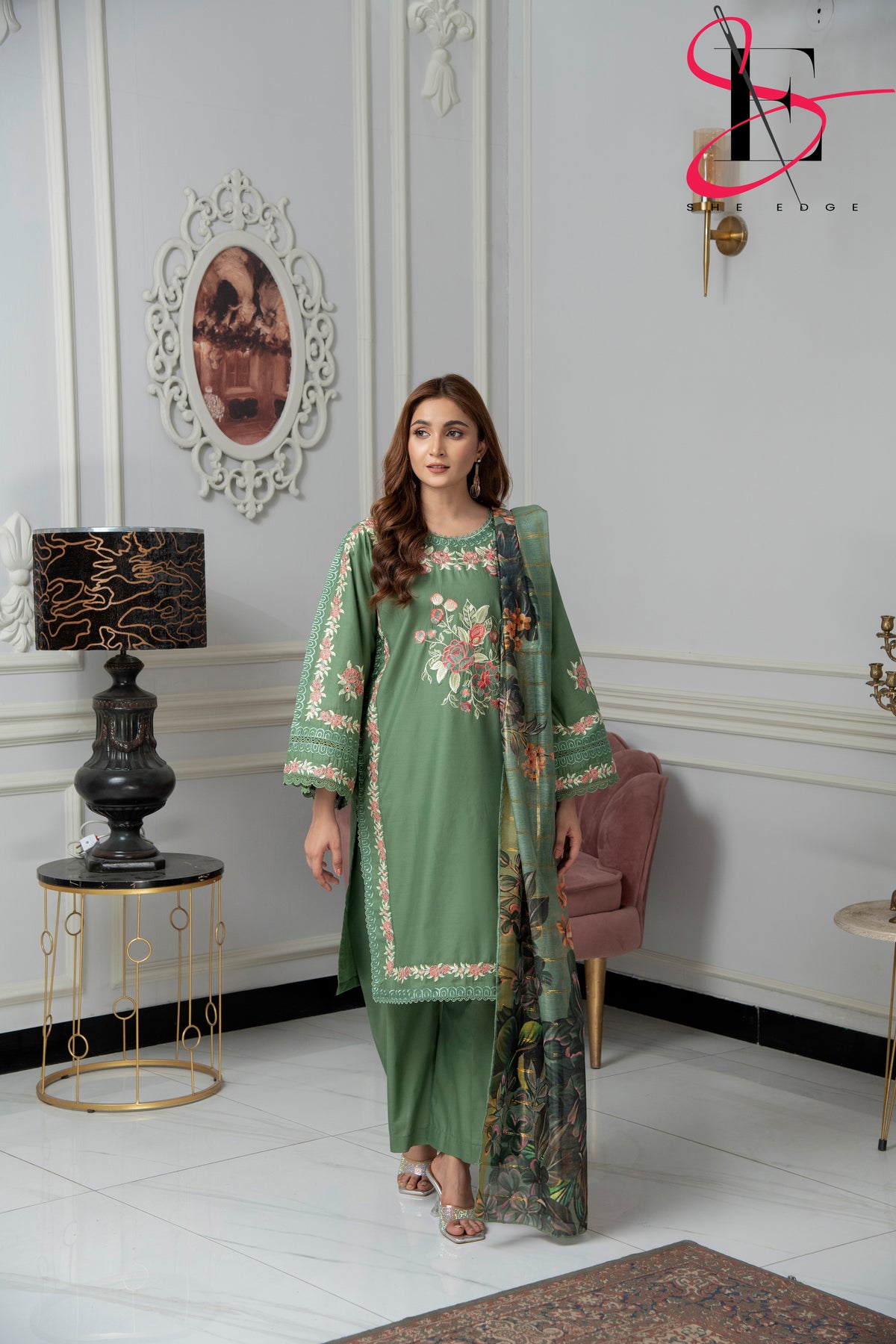 Three Piece Stitched Embroidered Suit -  Summers 2024