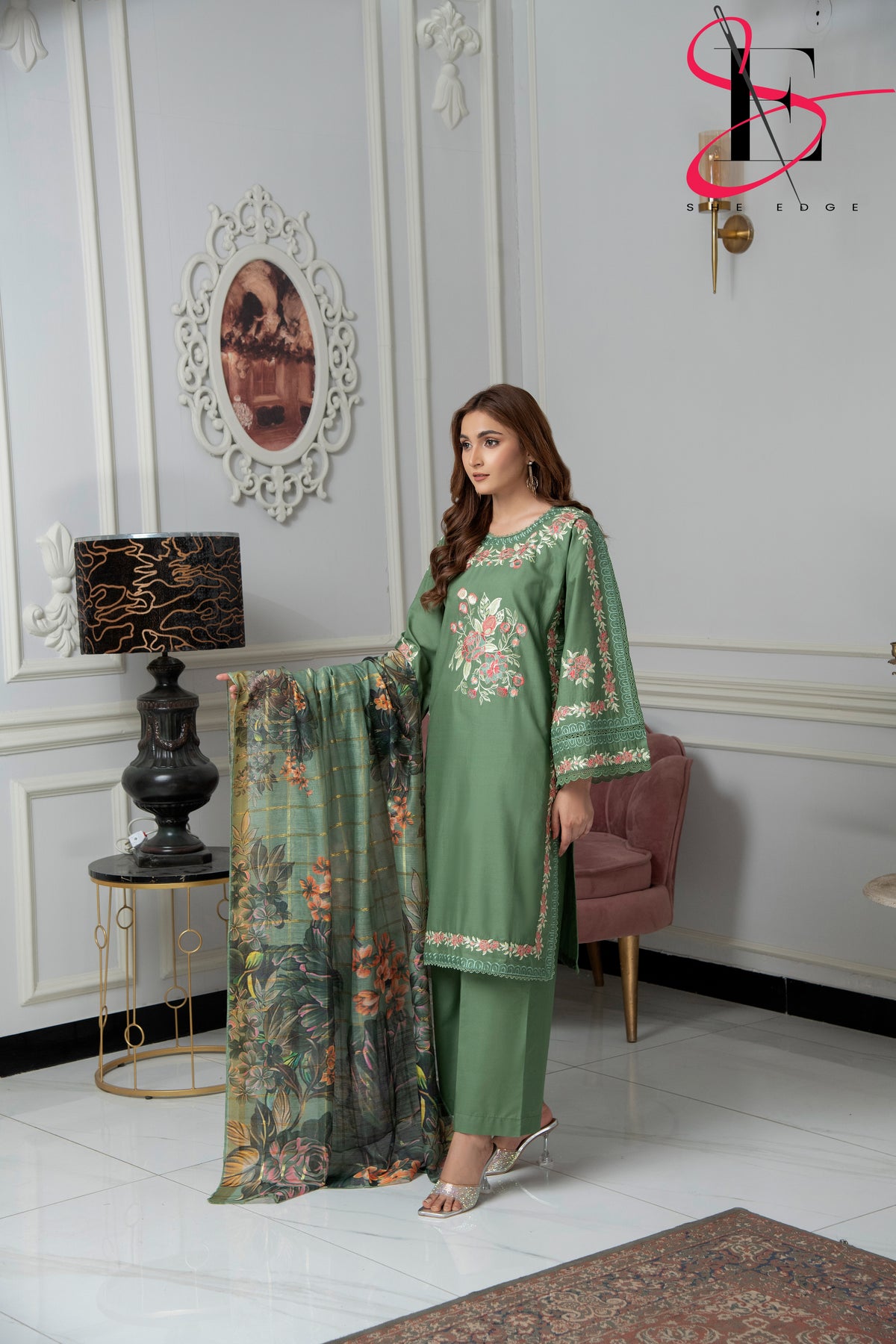 Three Piece Stitched Embroidered Suit -  Summers 2024