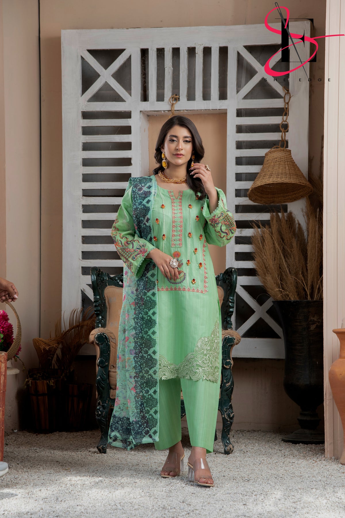 Three Piece Stitched Embroidered Suit -  Summers 2024