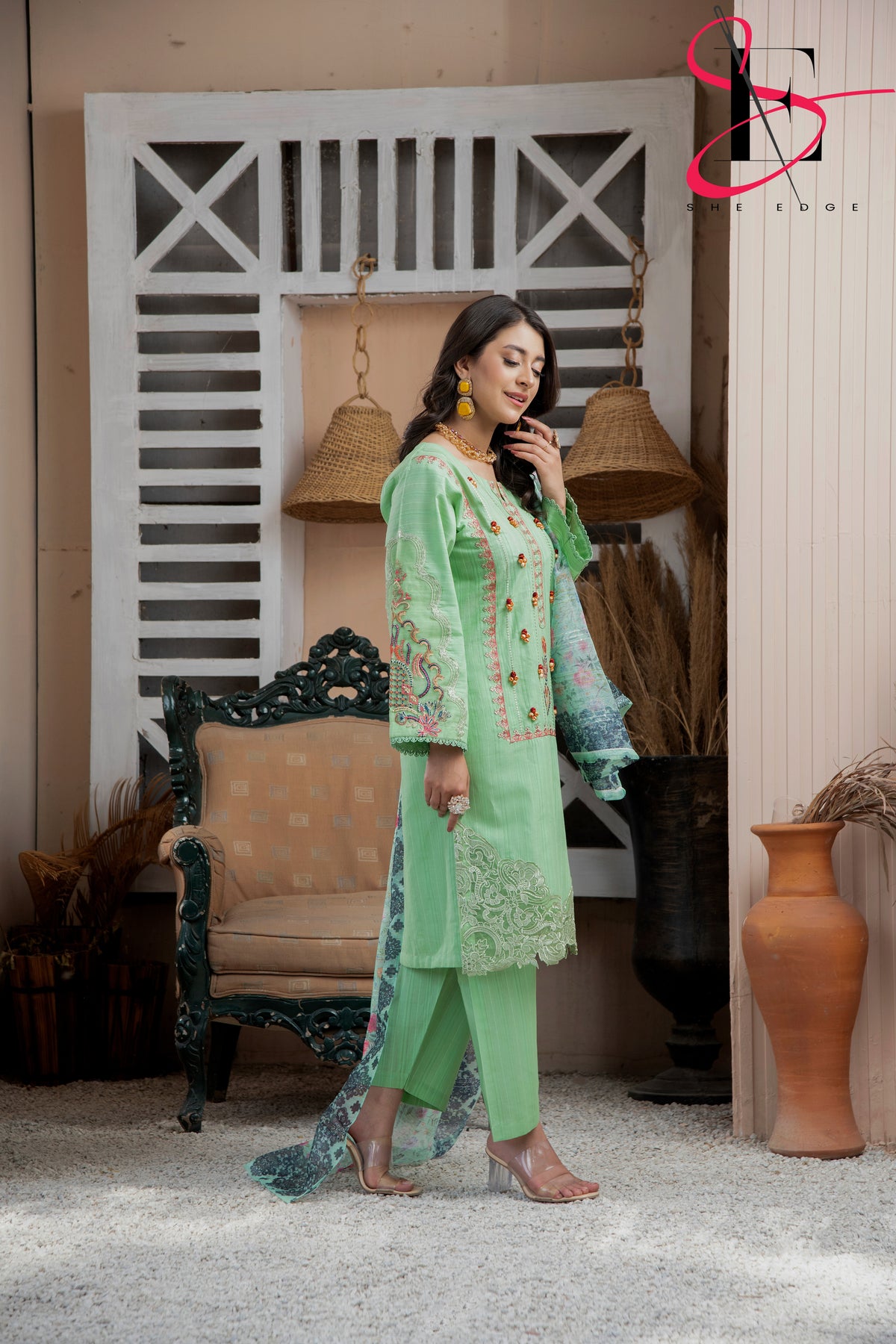 Three Piece Stitched Embroidered Suit -  Summers 2024