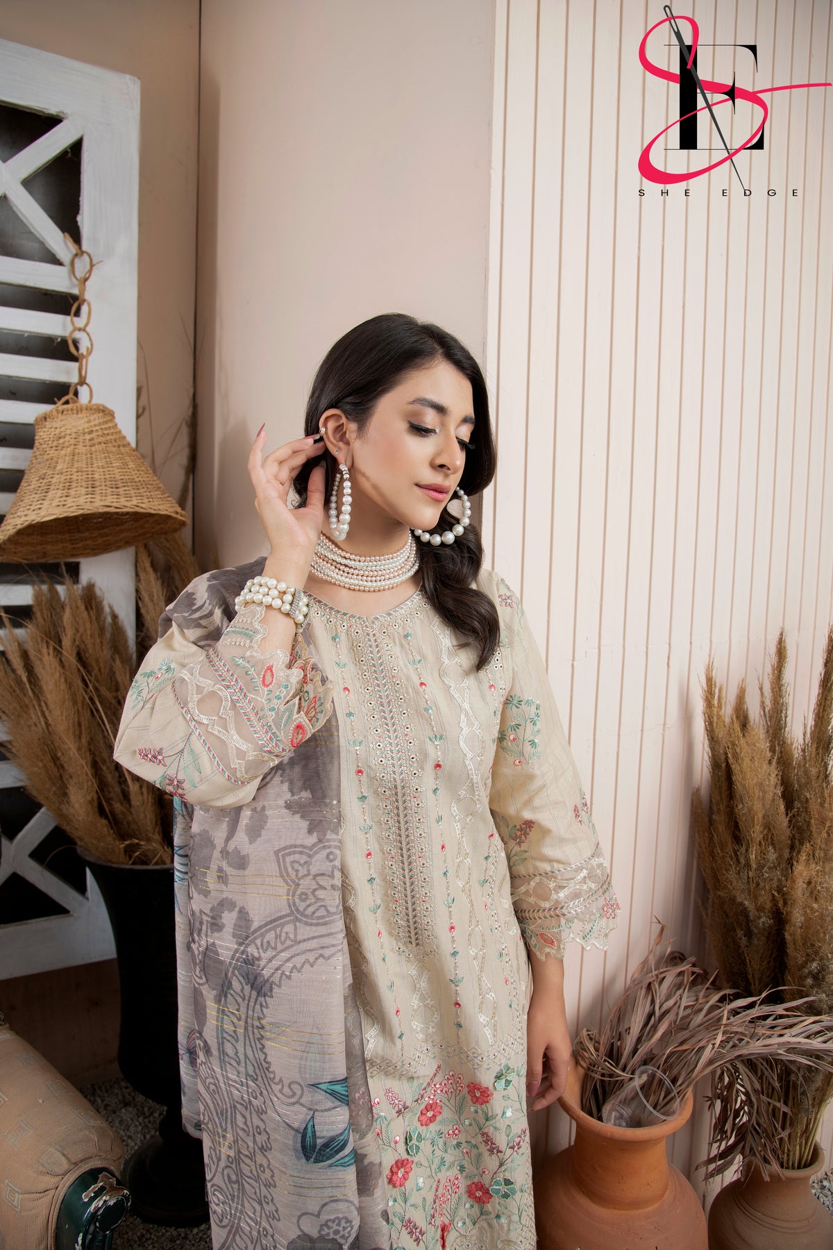 Three Piece Stitched Embroidered Suit -  Summers 2024