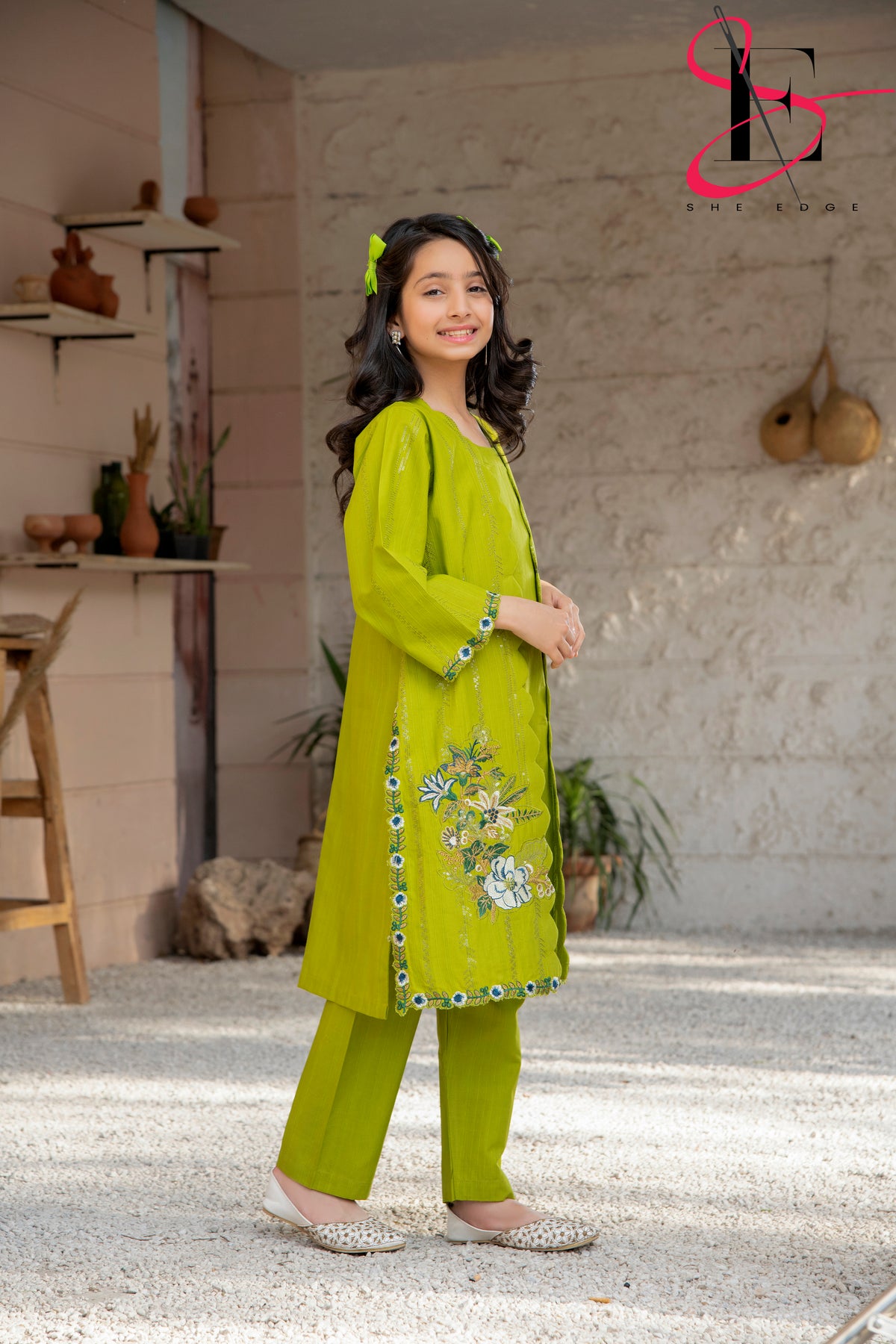 TWO PC EMBROIDERED SUIT - TEENY WEENY KIDS STITCHED EASTERN WEAR