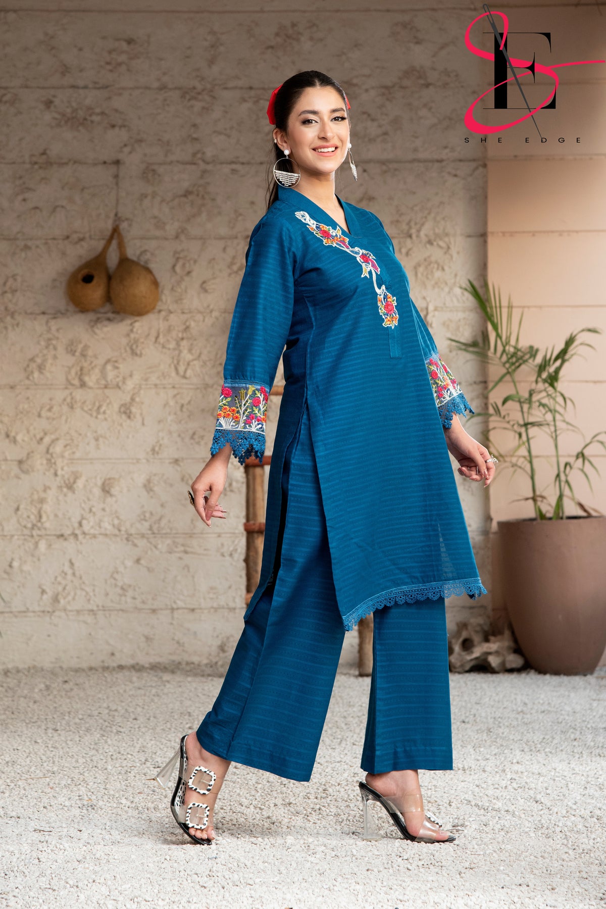 Two Piece Stitched Embroidered Suit -  Summers 2024