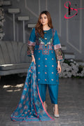 Three Piece Stitched Embroidered Suit -  Summers 2024