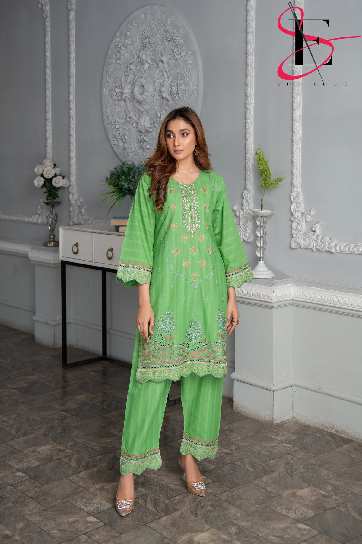 Two Piece Stitched Embroidered Suit -  Summers 2024