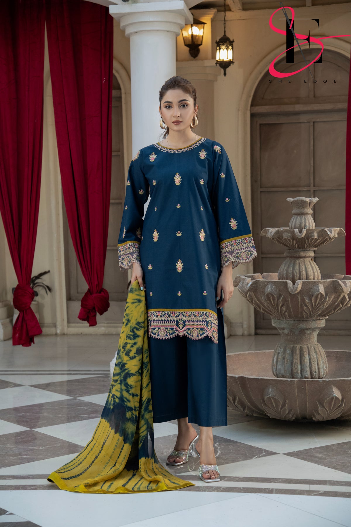 Three Piece Stitched Embroidered Suit -  Summers 2024