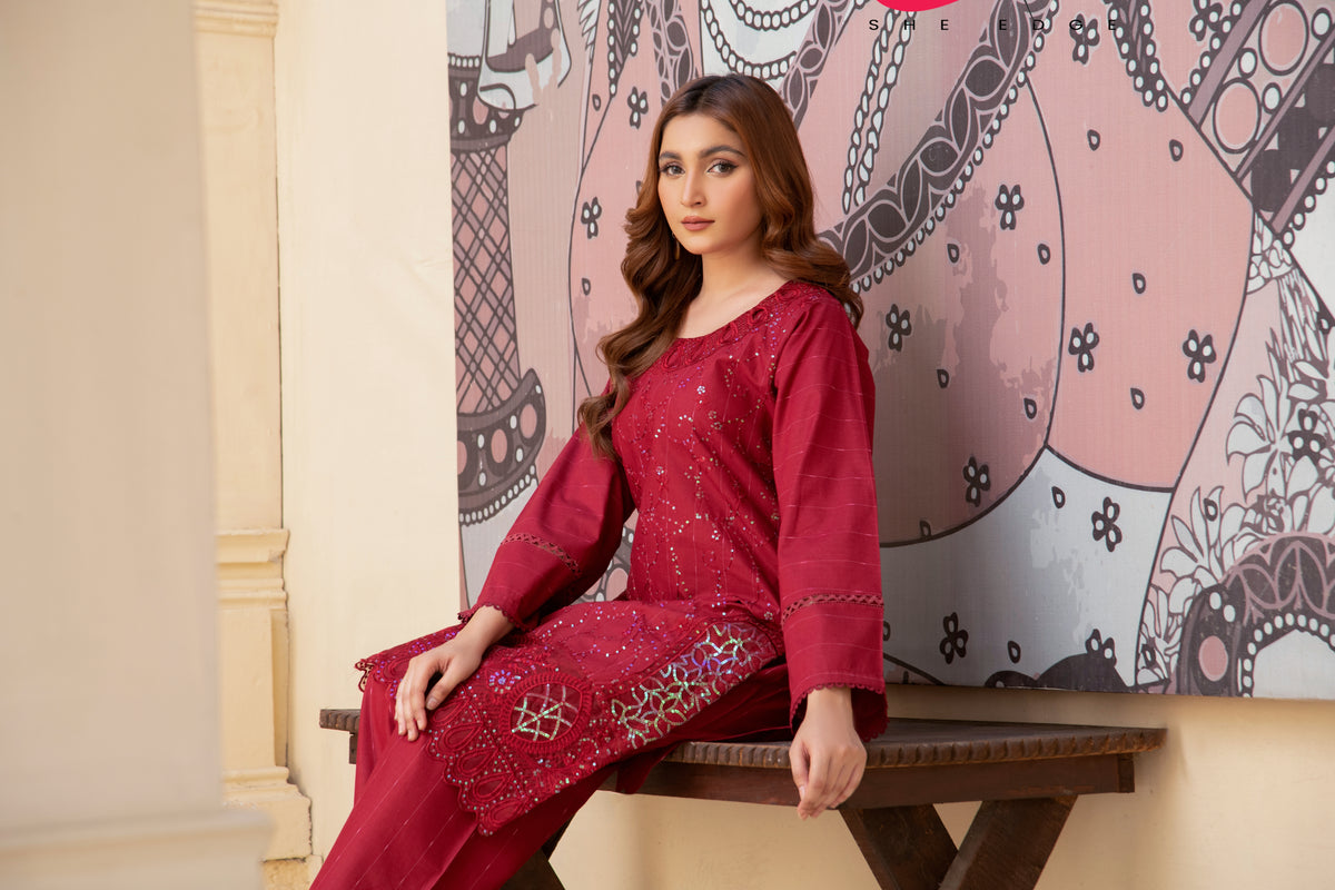 Two Piece Stitched Embroidered Suit -  Summers 2024