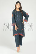 2pc Embroidered Silk Karandi Suit -  Fall 2022