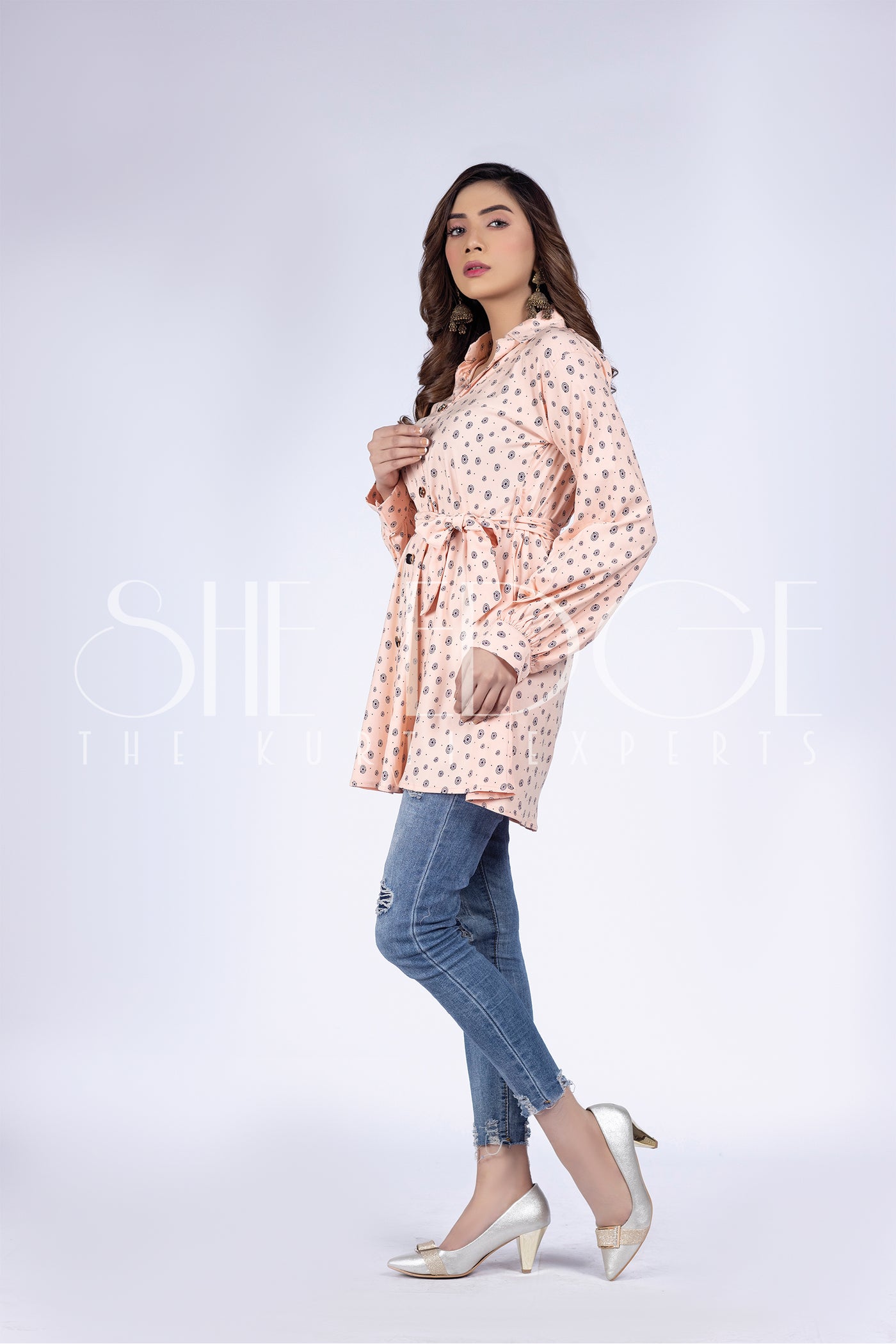 Blusa larga de poliéster floreada de SHEIN | Trendy fashion tops, Long kurti  designs, Stylish dress designs