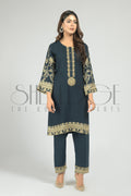 2pc Embroidered Silk Karandi Suit -  Fall 2022